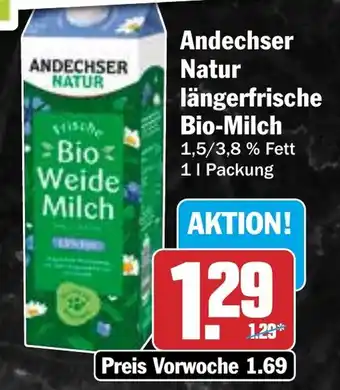 HIT Andechser Natur längerfrische Bio Weide Milch Angebot