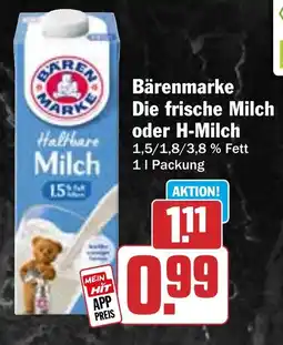 HIT Bärenmarke Die frische Milch oder H-Milch Angebot