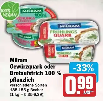 HIT Milram Gewürzquark oder Brotaufstrich 100 % pflanzlich Angebot