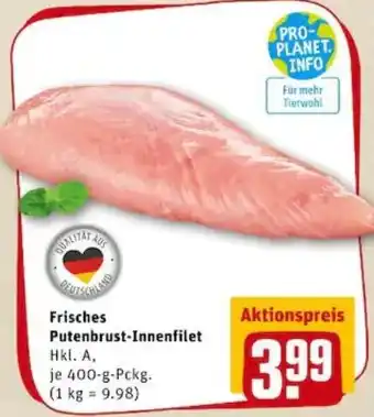 REWE PETZ Frisches Putenbrust Innenfilet 400g Angebot