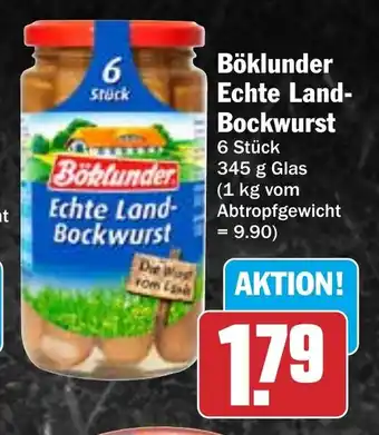 HIT Böklunder Echte Land- Bockwurst Angebot