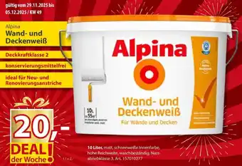 Sonderpreis Baumarkt Alpina Wand- und Deckenweiß Angebot