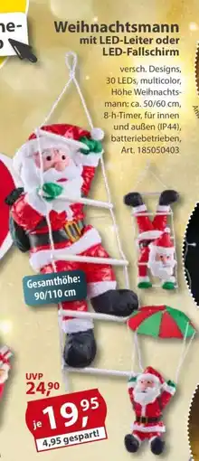 Sonderpreis Baumarkt Weihnachtsmann mit LED-Leiter oder LED-Fallschirm Angebot