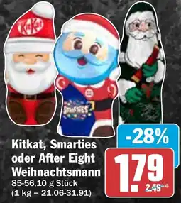 HIT Kitkat, Smarties oder After Eight Weihnachtsmann Angebot