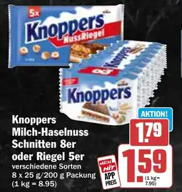 HIT Knoppers Milch-Haselnuss Schnitten 8er oder Riegel 5er Angebot