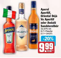 HIT Aperol Aperitif, Oriental Déjà Vu Aperitif oder Andalö Sanddornlikör Angebot
