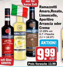HIT Ramazzotti Amaro,Rosato, Limoncello, Aperitivo Arrancia oder Crema Angebot