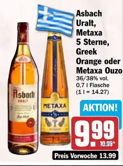 HIT Asbach Uralt, Metaxa 5 Sterne, Greek Orange oder Metaxa Ouzo Angebot
