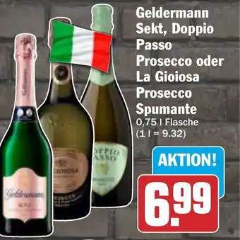 HIT Geldermann Sekt, Doppio Passo Prosecco oder La Gioiosa Prosecco Spumante Angebot