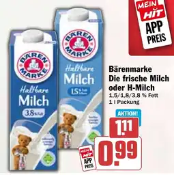 HIT Bärenmarke Milch Die frische Milch oder H-Milch Angebot