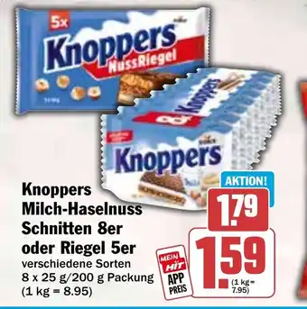 HIT Knoppers Milch-Haselnuss Schnitten 8er oder Riegel 5er Angebot