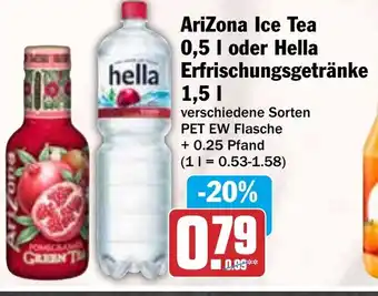 HIT AriZona Ice Tea oder Hella hella Erfrischungsgetränke Angebot