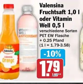 HIT Valensina Fruchtsaft oder Vitamin Well Angebot