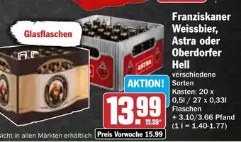 HIT Franziskaner Weissbier, Astra oder Oberdorfer hell Angebot