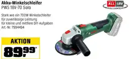 OBI Bosch Akku-Winkelschleifer PWS 18V-70 Solo Angebot