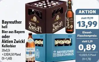 Aktiv Irma Bayreuther hell Bier aus Bayern oder Aktien Zwickl Kellerbier Angebot