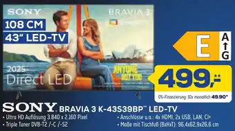 Euronics XXL SONY BRAVIA 3 K-43S39BP LED-TV Angebot