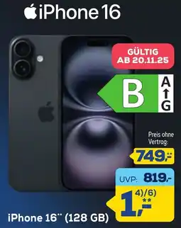 Euronics XXL Apple iPhone 16 (128 GB) Angebot
