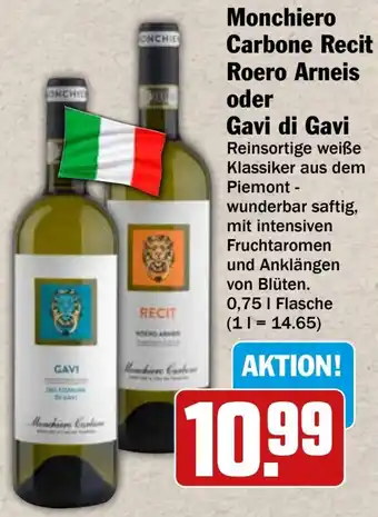 HIT Monchiero Carbone Recit Roero Arneis oder Gavi di Gavi Angebot
