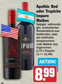 HIT Apothic Red oder Trapiche Impure Malbec Angebot