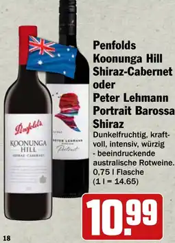 HIT Penfolds Koonunga Hill Shiraz-Cabernet oder Peter Lehmann Portrait Barossa Shiraz Angebot