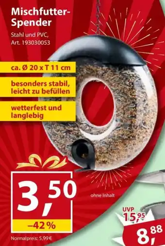 Sonderpreis Baumarkt Mischfutter- Spender Angebot