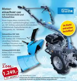 Sonderpreis Baumarkt Güde Motoreinachser GME mit Schneeschild und Schneefräse Angebot