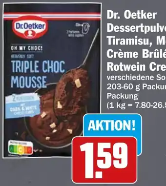 HIT Dr. Oetker Dessertpulver für Tiramisu, Mousse, Crème Brûlée oder Rotwein Creme Angebot
