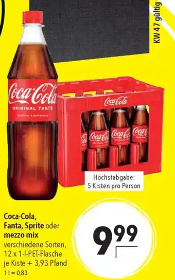 CITTI Markt Coca-Cola, Fanta, Sprite oder mezzo mix Angebot