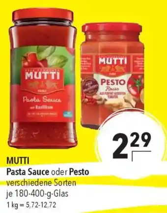 CITTI Markt MUTTI Pasta Sauce oder Pesto Angebot