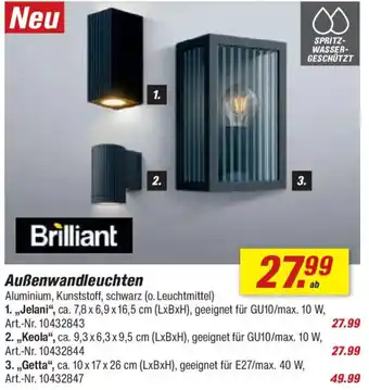 toom Baumarkt Brilliant Außenwandleuchten Angebot