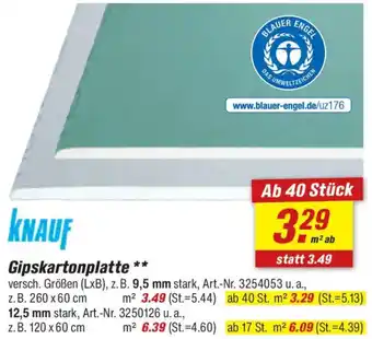 toom Baumarkt KNAUF Gipskartonplatte Angebot