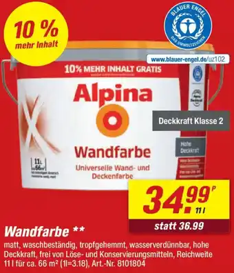 toom Baumarkt Alpina Wandfarbe Angebot