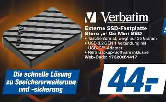 Expert Verbatim externe ssd-festplatte store 'n' go mini ssd Angebot