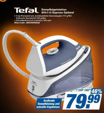 Expert Tefal dampfbügelstation sv4110 express optimal Angebot