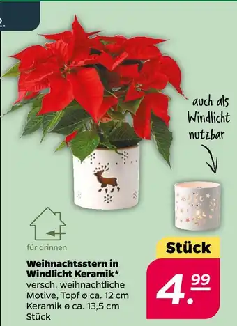 NETTO Weihnachtsstern in windlicht keramik Angebot
