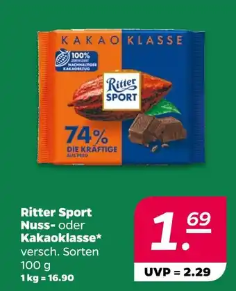 NETTO Ritter sport nuss- oder kakaoklasse Angebot