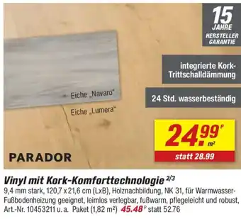 toom Baumarkt PARADOR Vinyl mit Kork-Komforttechnologie Angebot