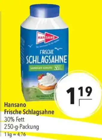 CITTI Markt Hansano Frische Schlagsahne Angebot