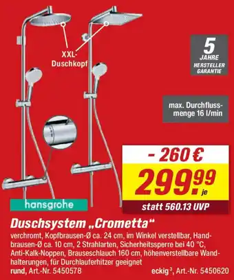 toom Baumarkt Hansgrohe Duschsystem ,,Crometta" Angebot