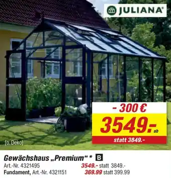 toom Baumarkt JULIANA Gewächshaus „Premium” Angebot