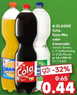 Kaufland K-CLASSIC Cola, Cola-Mix oder Limonade Angebot