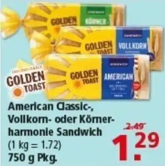 Multi Markt GOLDEN TOAST American Classic-, Vollkorn- oder Kömer- harmonie Sandwich Angebot