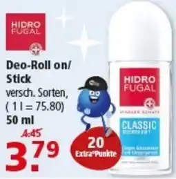 Multi Markt HIDRO FUGAL Deo-Roll on/ Stick Angebot