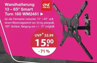 V Markt ONE FOR ALL Wandhalterung 13 - 65" Smart Turn 180 WM2461 Angebot