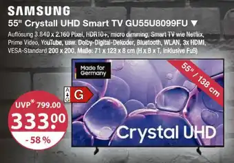 V Markt SAMSUNG 55" Crystall UHD Smart TV GU55U8099FU Angebot