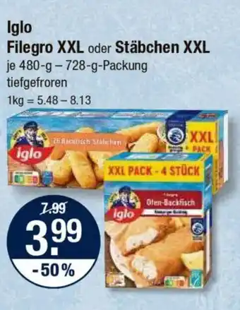 V Markt Iglo Filegro XXL oder Stäbchen XXL Angebot