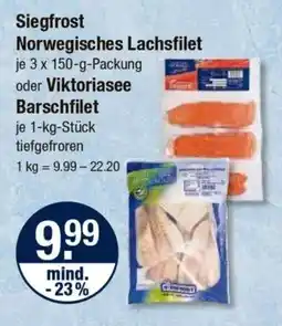 V Markt Siegfrost Norwegisches Lachsfilet oder Viktoriasee Barschfilet Angebot