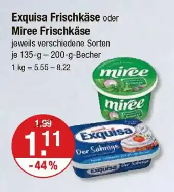V Markt Exquisa Frischkäse oder Miree Frischkäse Angebot