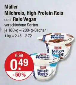 V Markt Müller Milchreis, High Protein Reis oder Reis Vegan Angebot